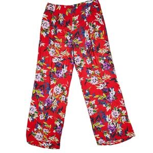 Gypsies & MoonDust Red Floral‎ Wide Leg Palazzo Pants Women's M